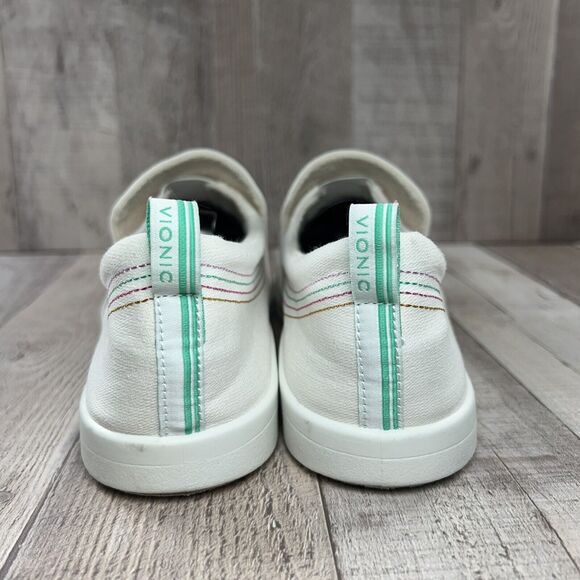 Vionic Beach Marshall Womens 7.5 Canvas Slip On Sneaker Flats Casual Shoes White - Picture 11 of 14